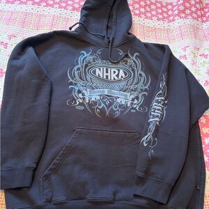 NHRA Drag Racing Black Pullover Hoodie-Embroidered Logo-Size XL